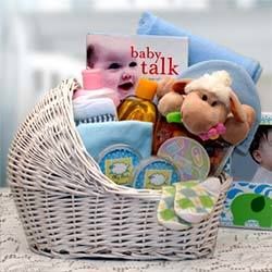 Double Delight Twins New Baby Gift Basket - Yellow