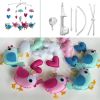 Blue Pink Birds Handmade Baby Boys Girls Musical Crib Mobile Nursery Mobile Hanging Toy