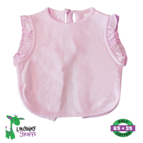 The Laughing Giraffe Baby Ruffle Ringer Apron Bib (Color: Pink, size: 2 Ply)