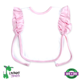 The Laughing Giraffe Baby Ruffle Ringer Apron Bib (Color: White/Pink, size: 2 Ply)