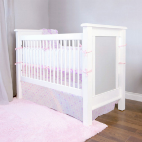 B & N Printed Percale Crib Skirt (Color: Petal Pink)