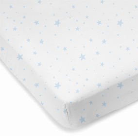 Flannel Mini Crib Sheet (Color: Blue Scribble Stars, size: 24"x 38"x 6")