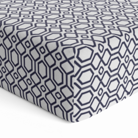 Fitted Crib Sheet (Color: Navy Octagon)