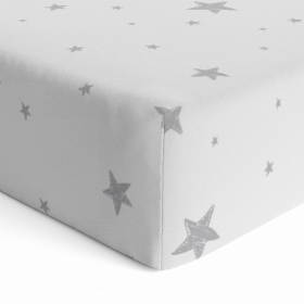 Fitted Crib Sheet Flannel (Color: Blue Scribble Star)