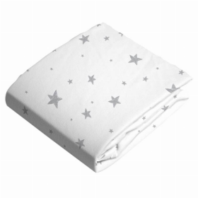 Fitted Crib Sheet Flannel (Color: Grey Scribble Star)