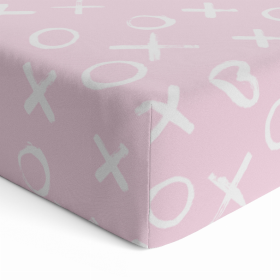 Fitted Crib Sheet Flannel (Color: Pink Xo)