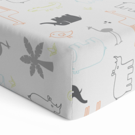 Crib Sheet Percale (Color: Multi Jungle Animal)