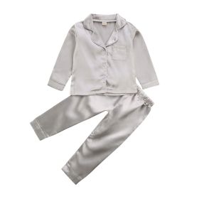 Pure Color Children's Bathrobe Casual Fashion Suit (Option: Grey-120cm)