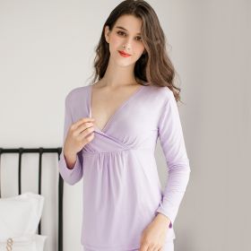 Pregnant Woman BreastFeeding Suit (Option: Purple-L)