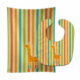 Zoo Animal Baby Bib & Burp Cloth (Color: Giraffes1, size: 11 x 18)