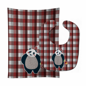 Panda Baby Bib & Burp Cloth (Color: Pandas, size: 11 x 18)