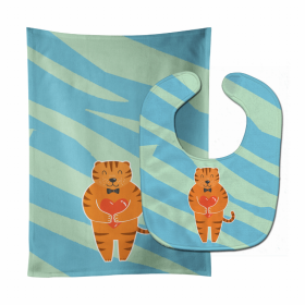 Zoo Animal Baby Bib & Burp Cloth (Color: Tigers, size: 11 x 18)