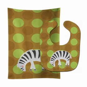 Zoo Animal Baby Bib & Burp Cloth (Color: Zebras, size: 11 x 18)