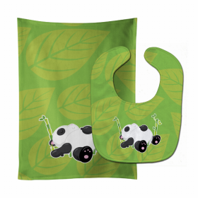 Panda Baby Bib & Burp Cloth (Color: Pandas4, size: 11 x 18)