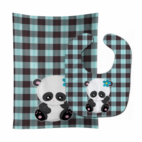 Panda Baby Bib & Burp Cloth (Color: Pandas3, size: 11 x 18)