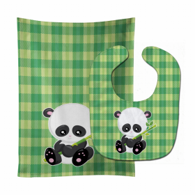 Panda Baby Bib & Burp Cloth (Color: Pandas1, size: 11 x 18)