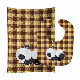 Panda Baby Bib & Burp Cloth (Color: Pandas2, size: 11 x 18)