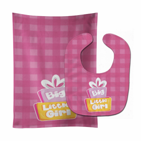 Girl Baby Bib & Burp Cloth (Color: Big Little, size: 11 x 18)