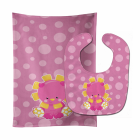 Girl Baby Bib & Burp Cloth (Color: Lions, size: 11 x 18)