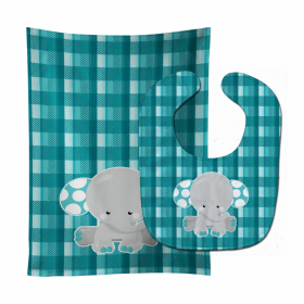 Plaid Animal Baby Bib & Burp Cloth (Color: Elephants1, size: 11 x 18)