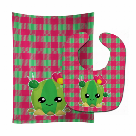 Flower Baby Bib & Burp Cloth (Color: Cactus1, size: 11 x 18)