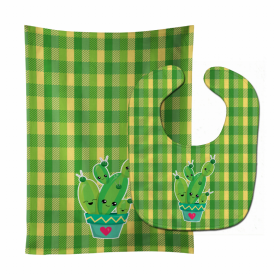 Plaid Flower Baby Bib & Burp Cloth (Color: Cactus2, size: 11 x 18)