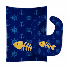 Fish Baby Bib & Burp Cloth (Color: Design1, size: 11 x 18)