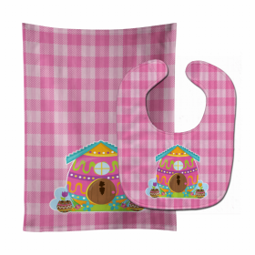 Easter Baby Bib & Burp Cloth (Color: Rabbit's House, size: 11 x 18)