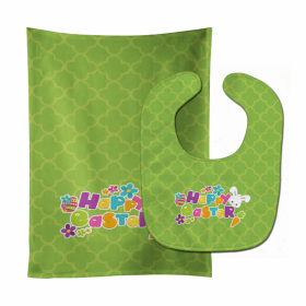 Easter Baby Bib & Burp Cloth (Color: Rabbit Green Quatrafoil, size: 11 x 18)