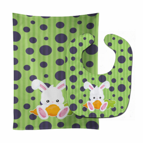 Easter Baby Bib & Burp Cloth (Color: Polkadot Rabbit, size: 11 x 18)