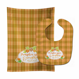 Seasonal Baby Bib & Burp Cloth (Color: Fall Pumpkin Spice, size: 11 x 18)