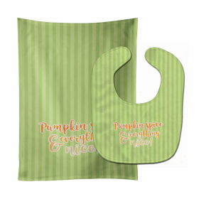 Seasonal Baby Bib & Burp Cloth (Color: Fall Pumpkin Spice Green, size: 11 x 18)