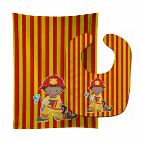 Fireman Baby Bib & Burp Cloth (Color: Fireman Boy1, size: 11 x 18)