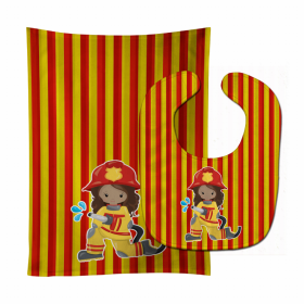 Fireman Baby Bib & Burp Cloth (Color: FireMan Girl, size: 11 x 18)