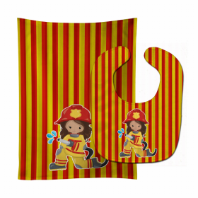 Fireman Baby Bib & Burp Cloth (Color: FireMan Girl 1, size: 11 x 18)