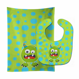 Little Monster Baby Bib & Burp Cloth (Color: Monster Greenie, size: 11 x 18)