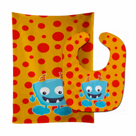 Little Monster Baby Bib & Burp Cloth (Color: Monster Aquadevil, size: 11 x 18)