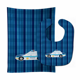 Police Baby Bib & Burp Cloth (Color: Police Car, size: 11 x 18)