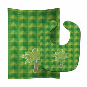 Palm Tree Baby Bib & Burp Cloth (Color: Palm Tree 2, size: 11 x 18)