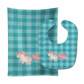 Little Pink Pony Baby Bib & Burp Cloth (Color: Pink Pony Polkadots, size: 11 x 18)