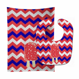 Ice Pop Popcicle Baby Bib & Burp Cloth (Color: Red White Blue, size: 11 x 18)