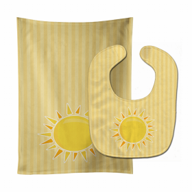 Sunshine Baby Bib & Burp Cloth (Color: Sun on Stripes, size: 11 x 18)