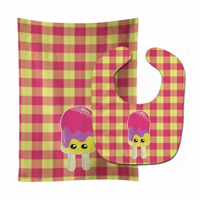 Ice Pop Baby Bib & Burp Cloth (Color: Popcicle Face Gingham1, size: 11 x 18)