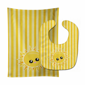 Sunshine Baby Bib & Burp Cloth (Color: Sun Face on Stripes, size: 11 x 18)