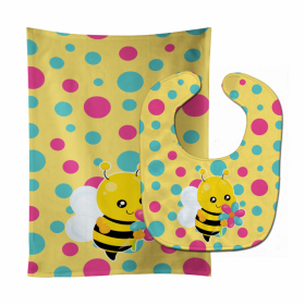 Insect Baby Bib & Burp Cloth (Color: Bee with Flower, size: 11 x 18)