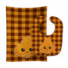 Fall Baby Bib & Burp Cloth (Color: Fall Leaf on Gingham, size: 11 x 18)