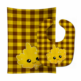 Fall Baby Bib & Burp Cloth (Color: Fall Leaf on Gingham1, size: 11 x 18)