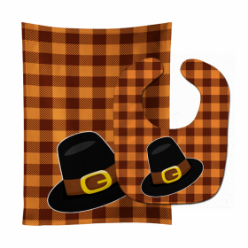 Thanksgiving Baby Bib & Burp Cloth (Color: Pilgrim Hat, size: 11 x 18)