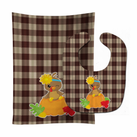 Thanksgiving Baby Bib & Burp Cloth (Color: Baby Turkey, size: 11 x 18)