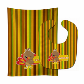 Thanksgiving Baby Bib & Burp Cloth (Color: Turkey Thanks, size: 11 x 18)